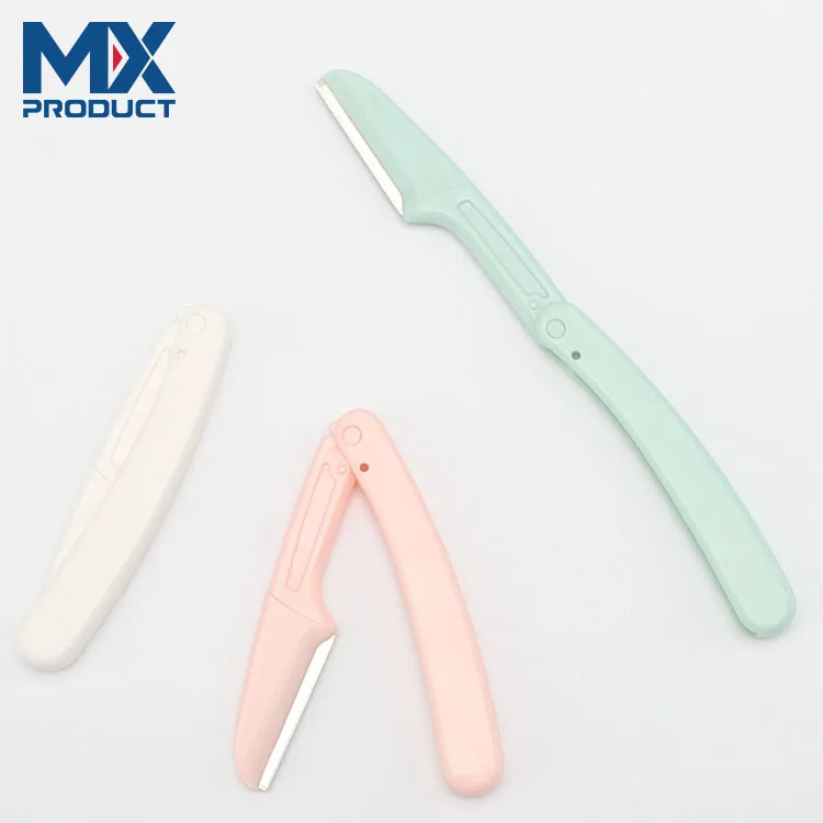 Оптовая продажа, складной нож для красоты и стрижки бровей, нож для бритья с защитой от царапин