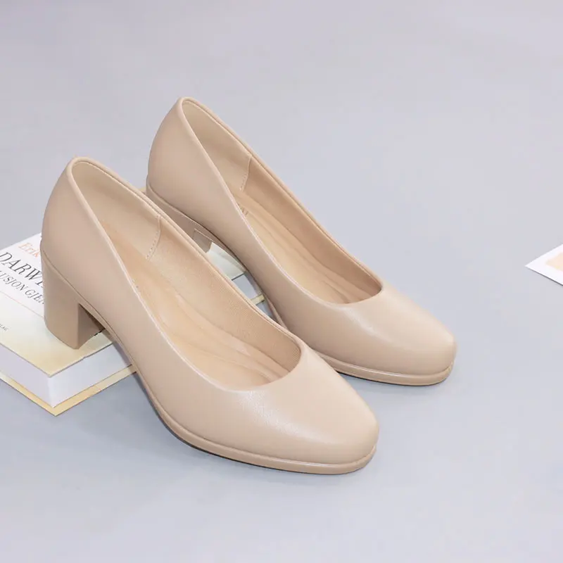 Heels Women 2023 Formal Dress Shoes Uniform Block Heel Ladies Office Shoes Hotel Airline Female Work Pump Girls School Shoes
