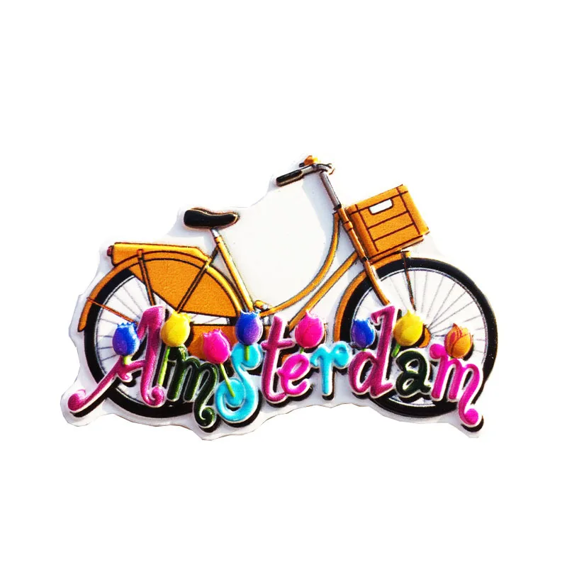 Custom Netherlands Amsterdam Souvenir Fridge magnet 3D Printing Polyresin Magnet Resin Promotional Fridge Magnet Stickers