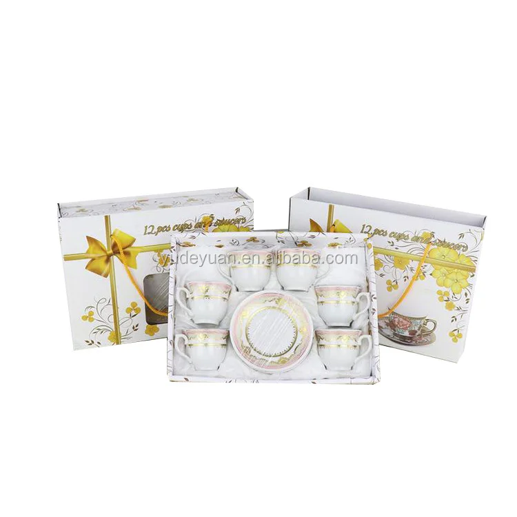 small gift promotion custom china bone turkish arabic coffee cups porcelain set of 12 pieces