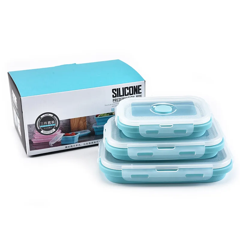 
Silicone fresh-keeping lunch box retractable silicone folding portable travel silicone lunch box 4-piece set 