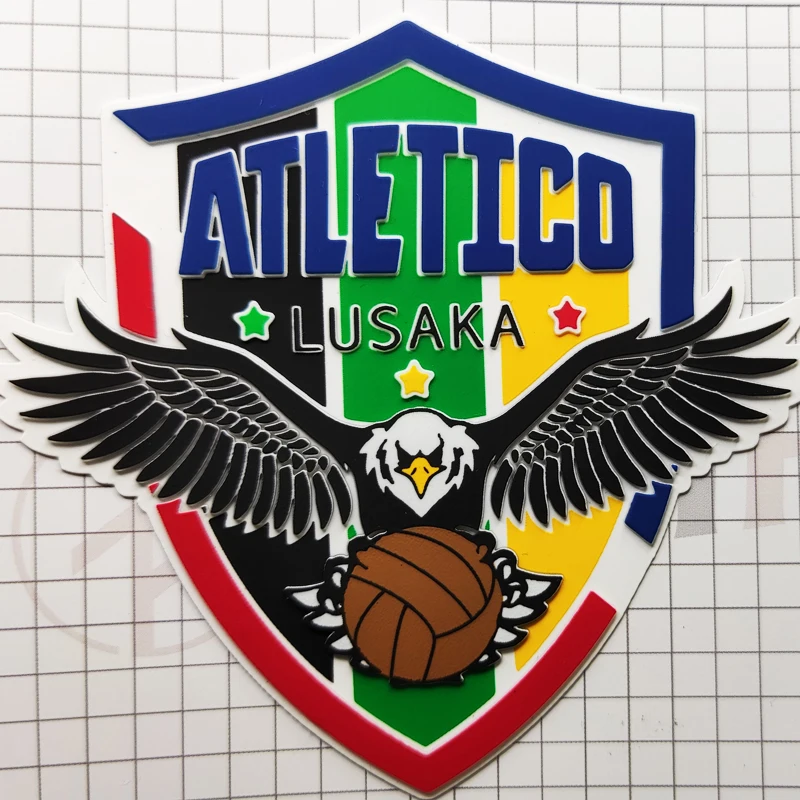 High Quality Custom Embossed Rubber Logo Patch 3D soccer Badges Soft PVC Patches For Sale