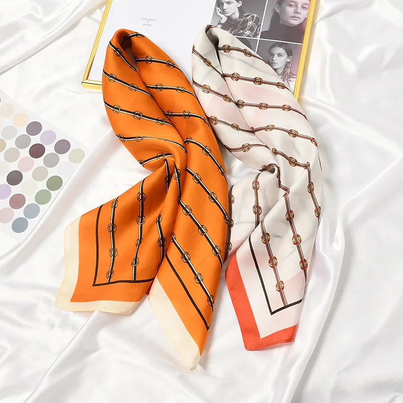
Amazon Hot Selling Retro Sunscreen Small Silk Scarf Occupation All-match Small Square Hijab Female Decorative Scarf Headband 