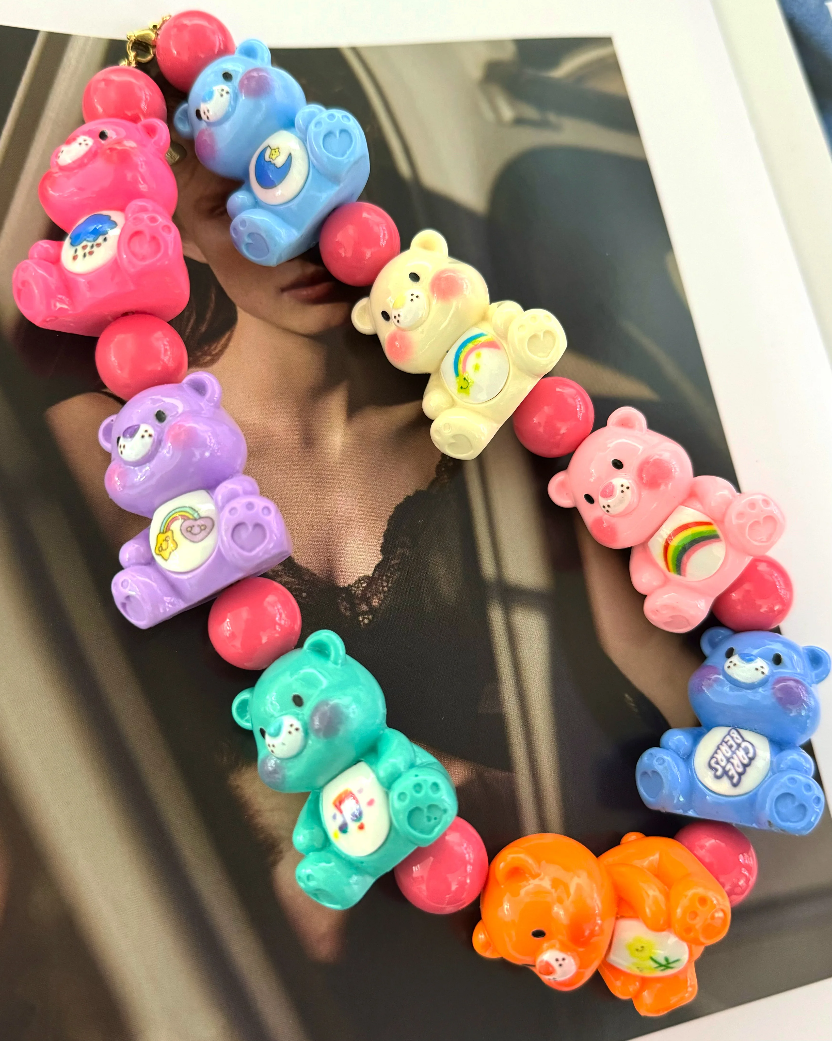 New CareBears Beads Mix Colors Diy Beads Bear Children Lady Necklace Party Gift Jewelry Making Fashion Choker Necklace