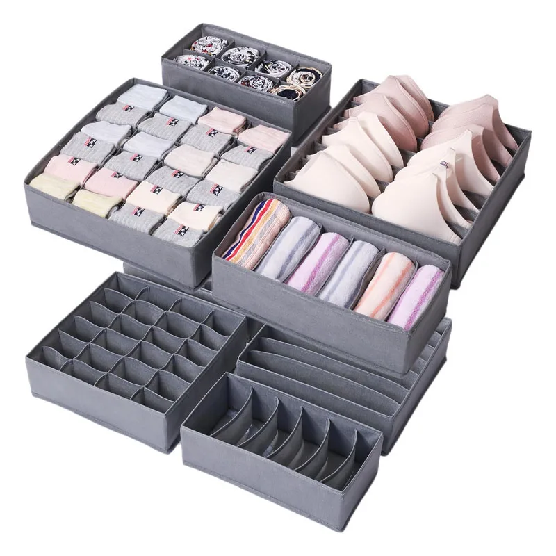 4 Pcs Home Foldable Clothes Storage Box Underwear Fabric Storage Box