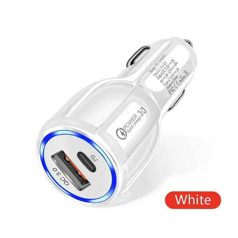 hot sales 2 in 1 PD USB C and QC3.0 38W Type c super quick fast charging car charger USB adapter for mobile car charger