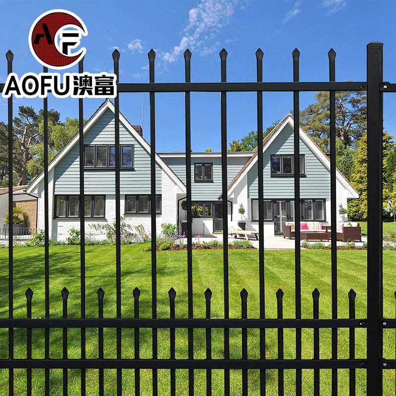 Factory Price Decorative Iron Metal Security Fence Easy Install Ornamental Welded Black Powder Coated Wrought Iron Fence