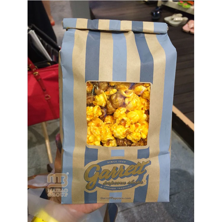 Wholesale Personalized Custom Print Logo Branded Recycled Biodegradable Kraft Pop Corn Packaging Popcorn Paper Bags