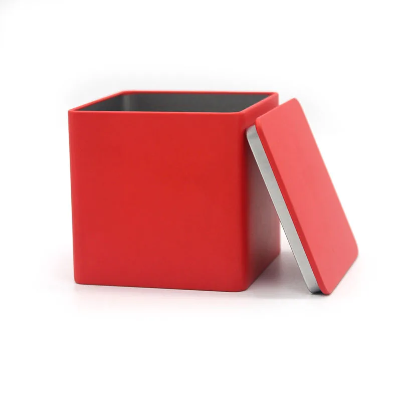 Luxury food packaging metal tin box black square tea container tin can