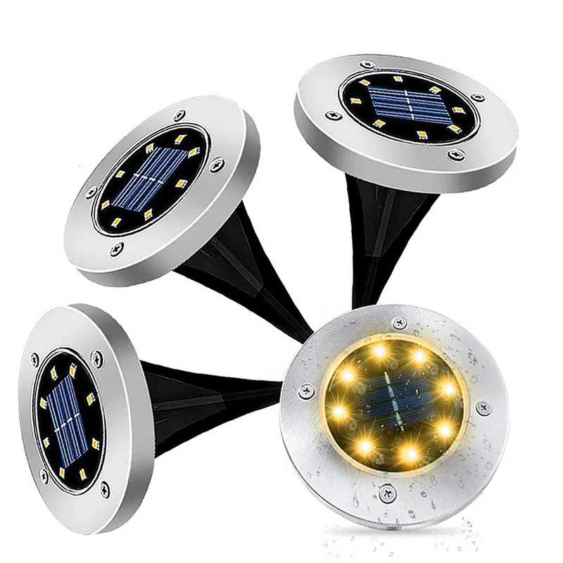 Customized Garden 4 8 10 12 Led Solar Powered Disk Underground Light, Waterproof Landscape Garden Lamp For Lawn,Pathway