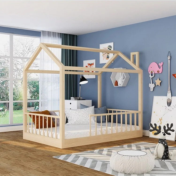 Nordic Solid Wood Baby Bed Children Bed Princess Photography Tree House Double Bed