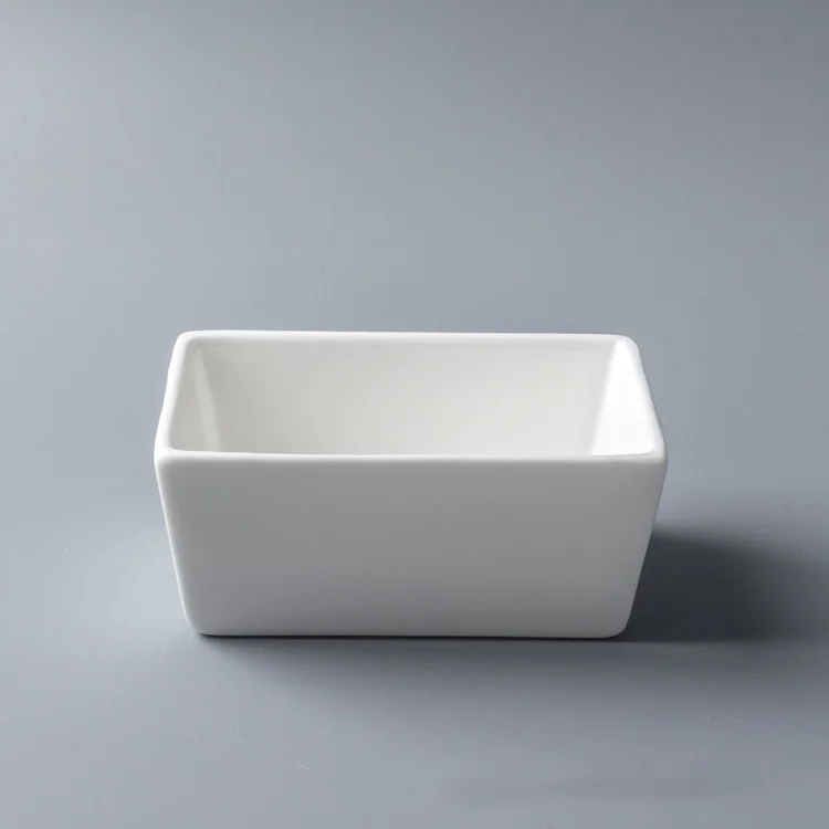 Wholesale cafe 4.25 inch flat bottom rectangular type square sugar ceramic jar