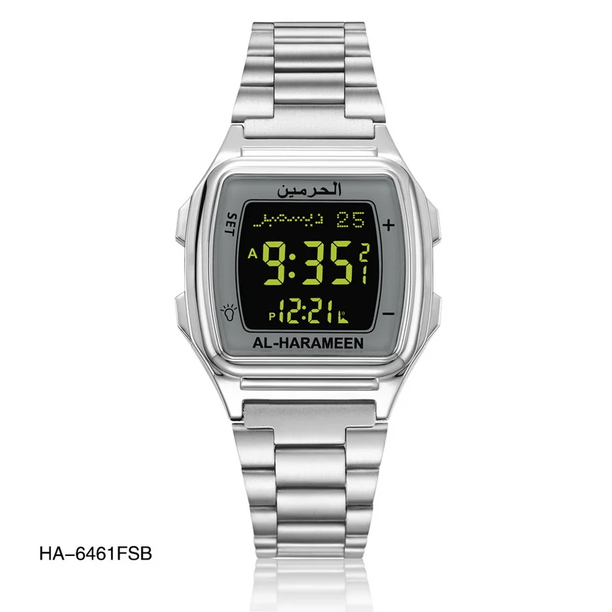 Unisex HA-6461 Ramadan Gift Muslim Charm Watch with Azan Prayer Calendar round Crystal Dial Window Fashionable Paper Case