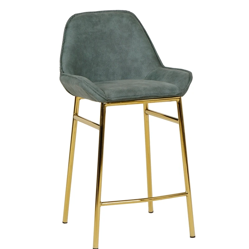 China Supplier High Quality Modern Design Kitchen Metal Frame Velvet Cover Bar Stool High Chair With gold legs