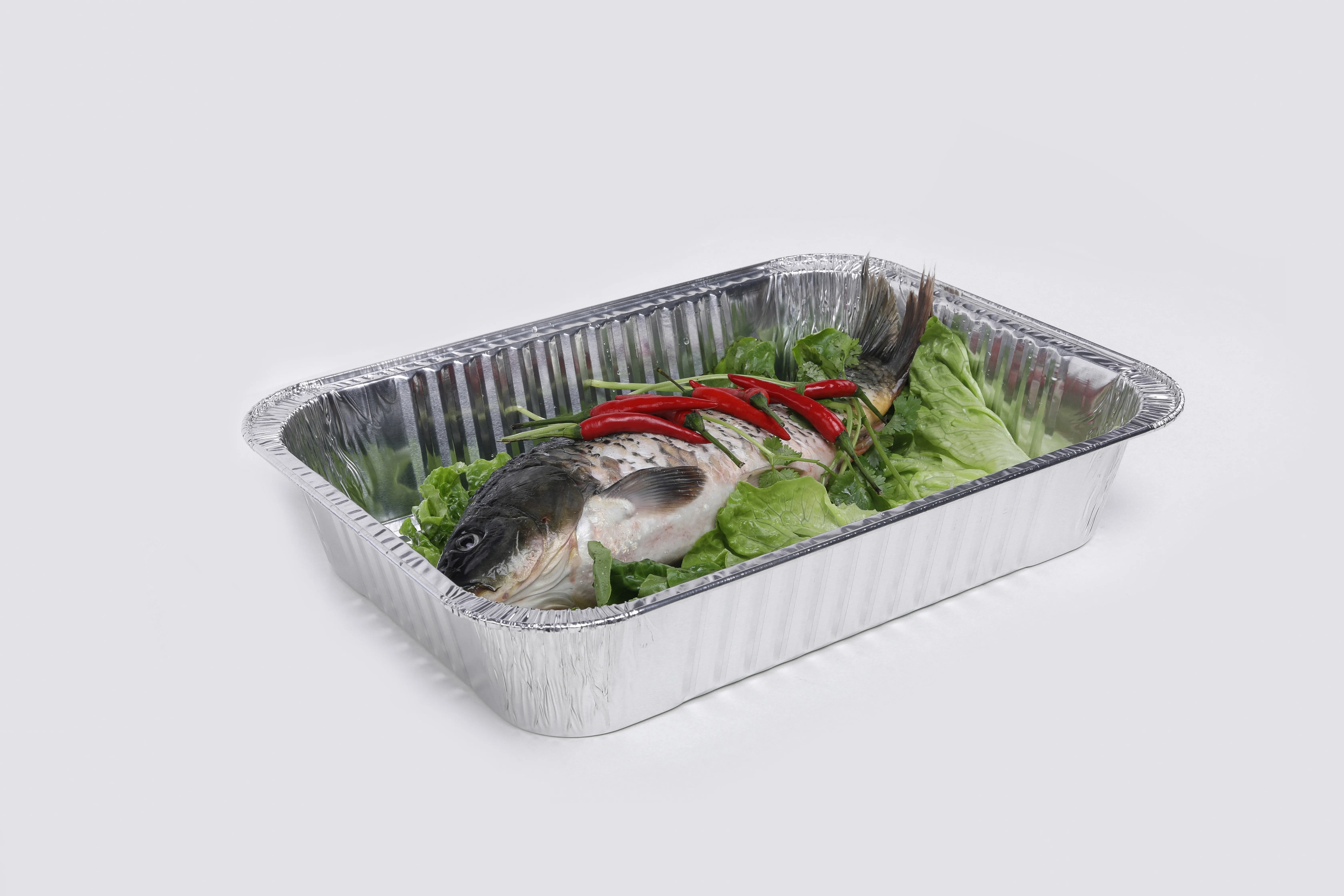 Oversize Rectangle Thickened Crayfish Paper Wrapped Fish Baked Eggplant Tin Foil Plate Large Aluminum Take-Out Meal Box