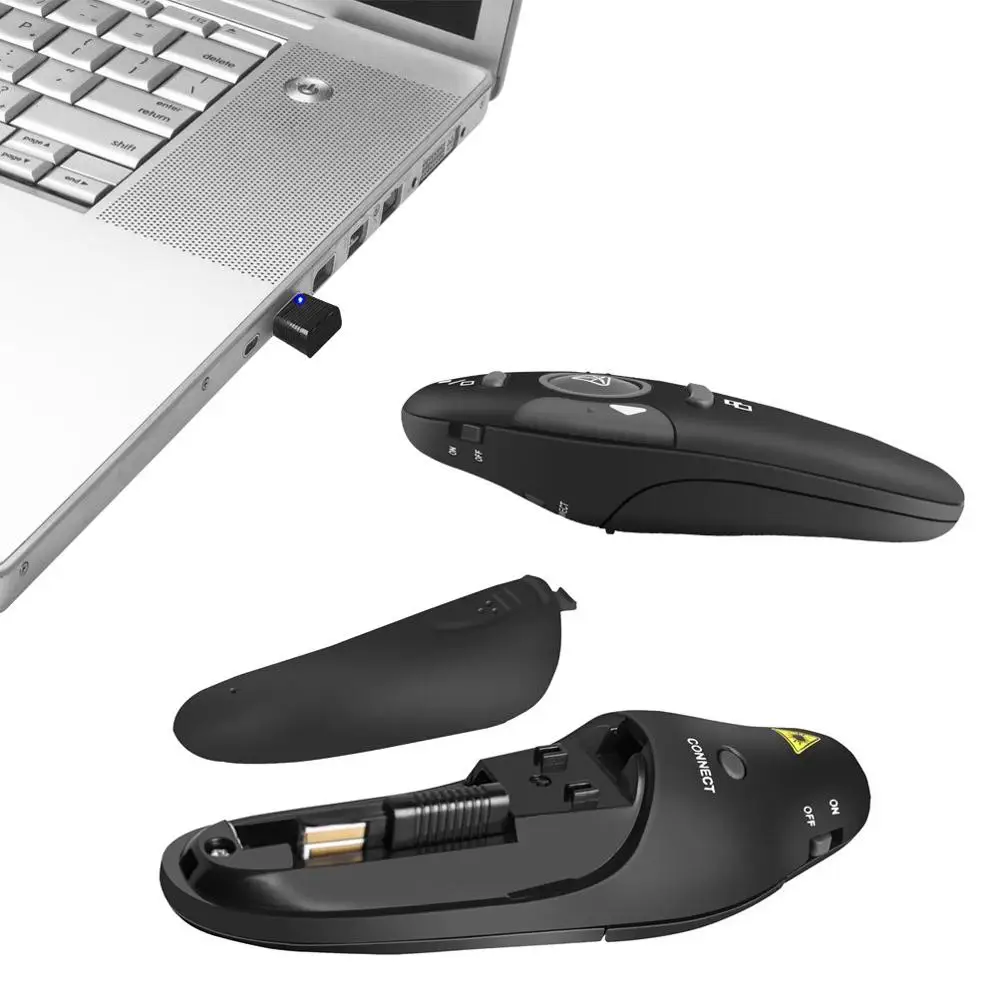 Amazon hot sale RF 2.4GHz Wireless Presentation Clicker with Red Laser Pointer for Mac/Win/Computer/Laptop