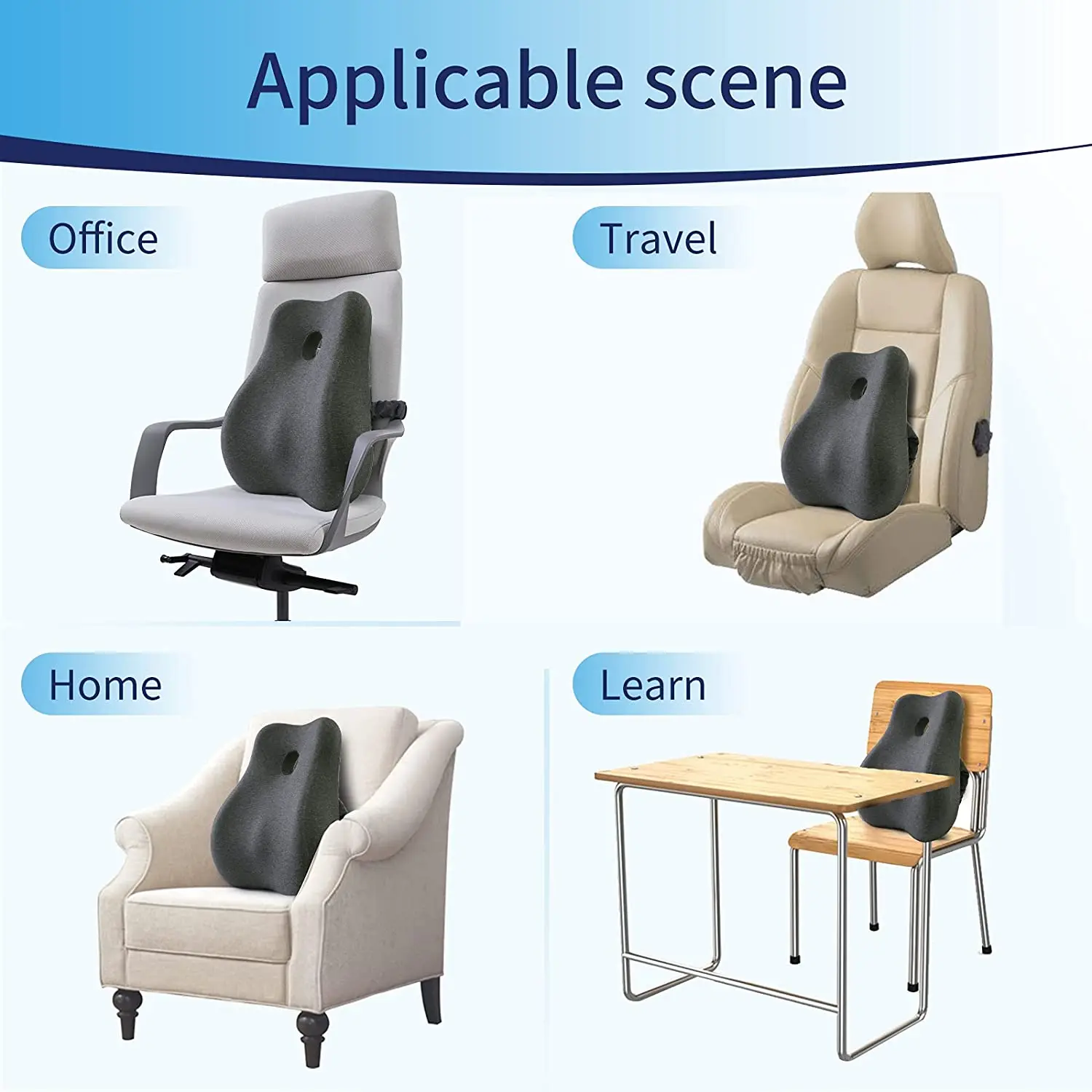 Memory Foam Lumbar Support Pillow, Backrest Pillow for Back Pain Relief, Memory Foam Back Support Pillow for Office Chair