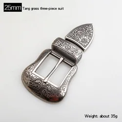 Sheridan tangcao Style Silver Plated belt buckle three piece silver plated belt buckle with vegetable tanned belt buckle