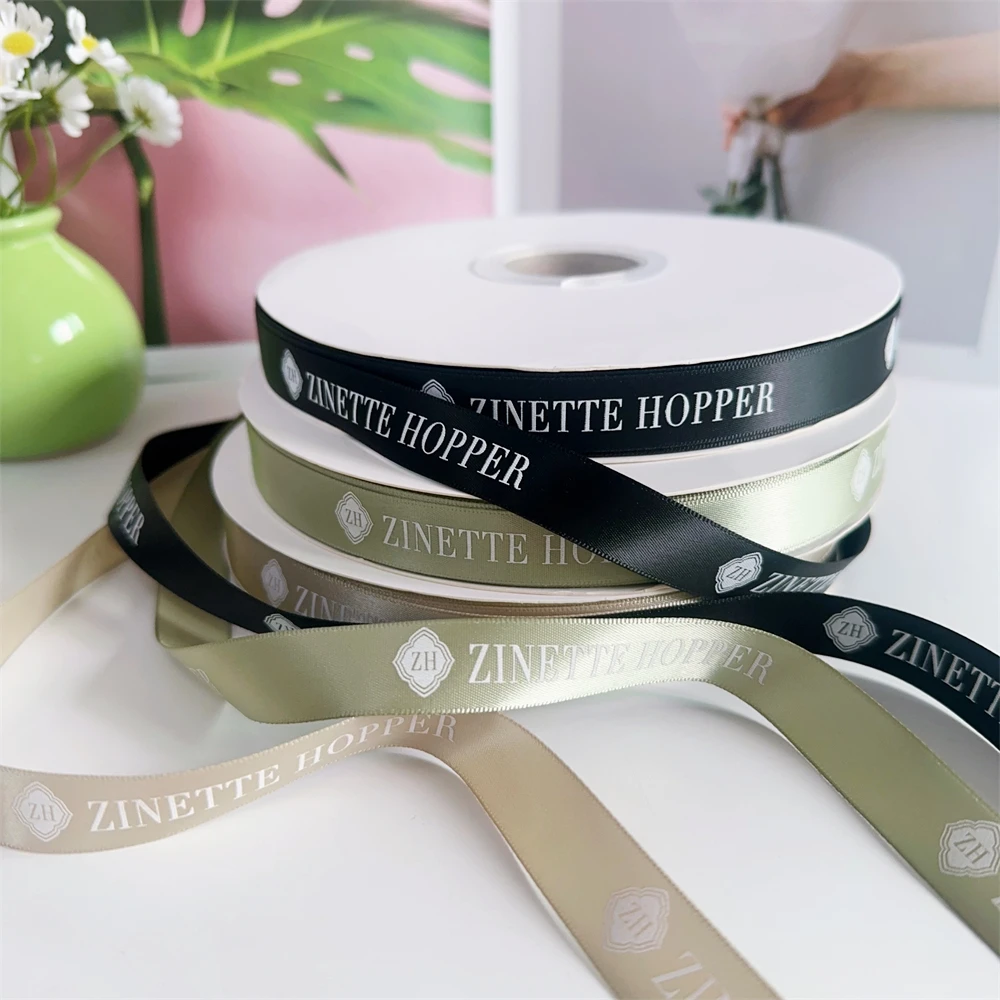 Printed ribbon gilded ribbon floral flower gift bouquet wrapping paper diy material ribbon