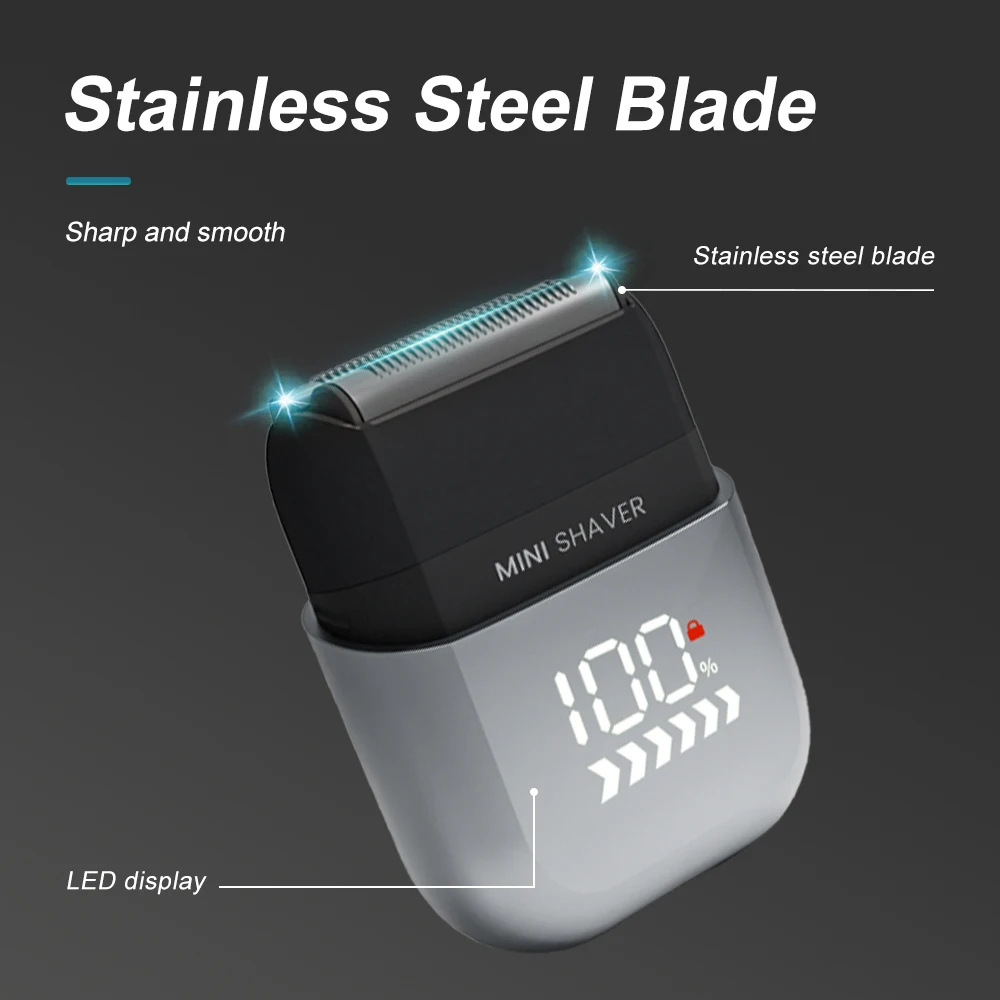 Pritech New Arrivals IPX7 Waterproof pocket shaver 7500rpm Strong Motor Washable Mini Electric Shaver for travel