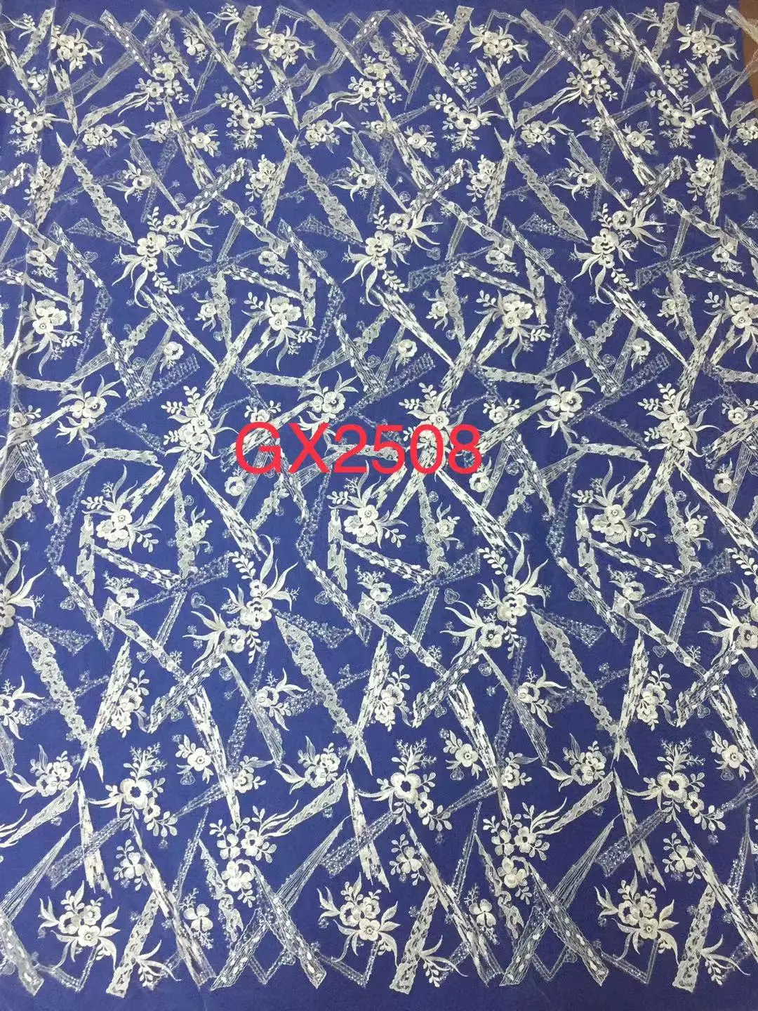 embroidery lace fabric with sequins  for  wedding dress