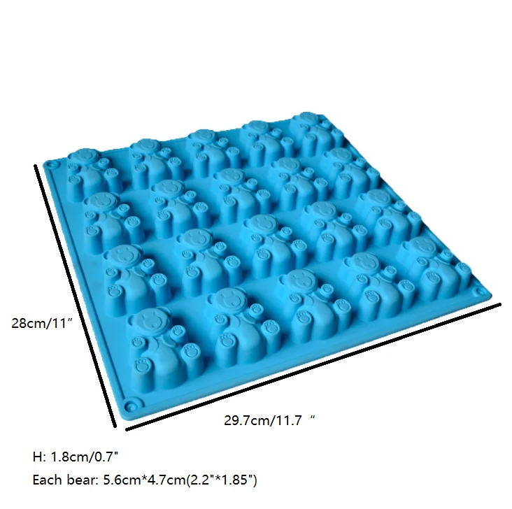 New 20 Cavity Large Gummy Bear Mold For Candy Chocolate Jelly