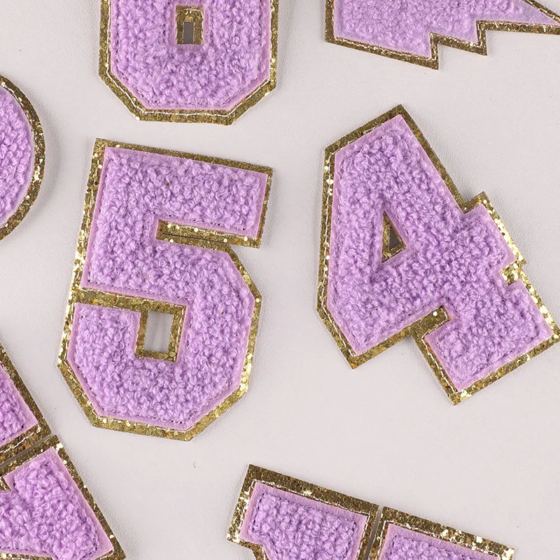 Phnom Penh Chenille Letter Patches Iron on Towel Embroidery Letter and Lightning Shape Embroidery Patch