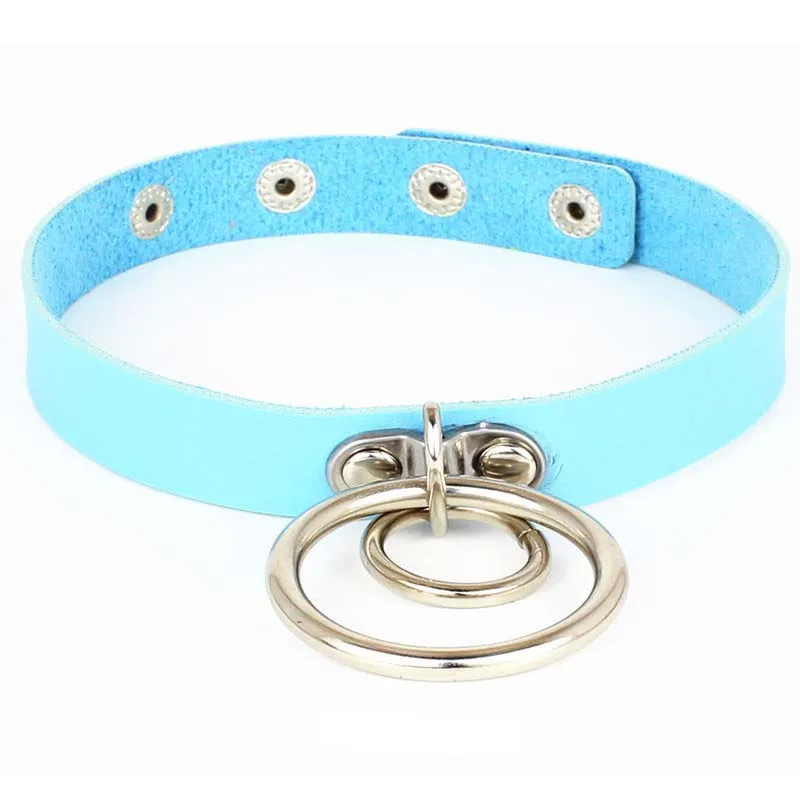 Ожерелье-чокер из искусственной кожи с двойным уплотнительным кольцом и заклепками в готическом стиле панк-рок