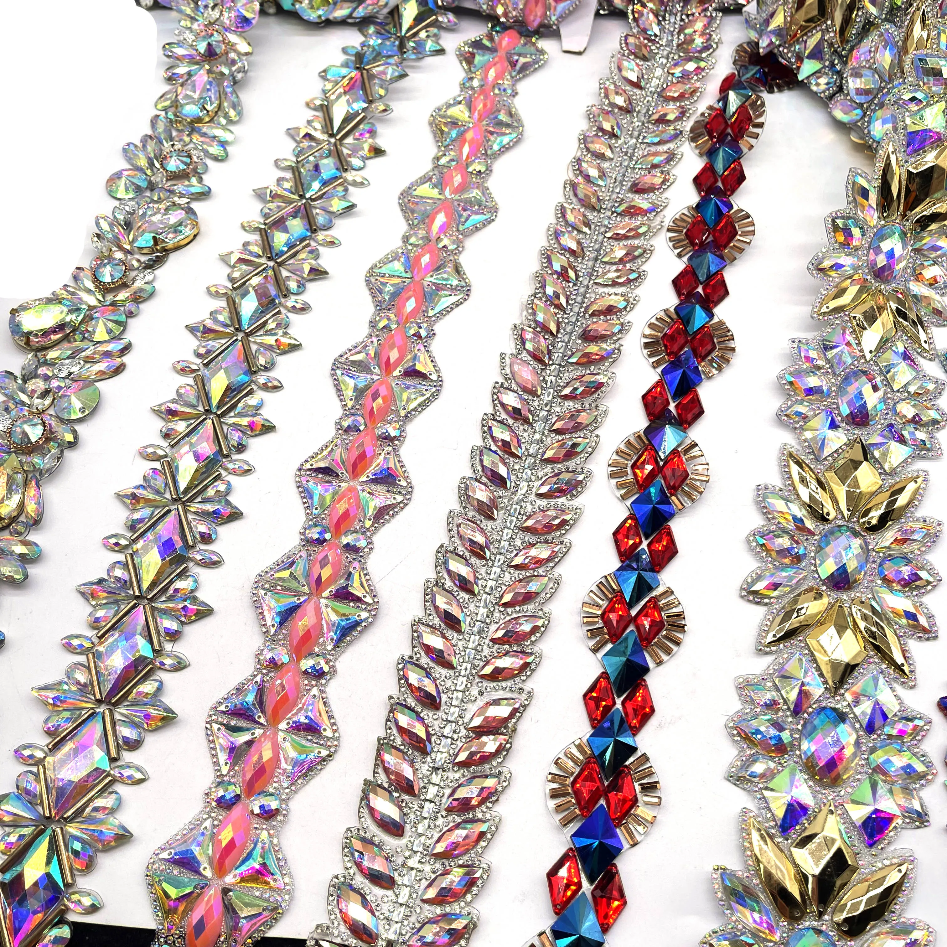 carnival costume gems stone laying clothes decoration iron on rhinestone applique trimming for clothing accessories