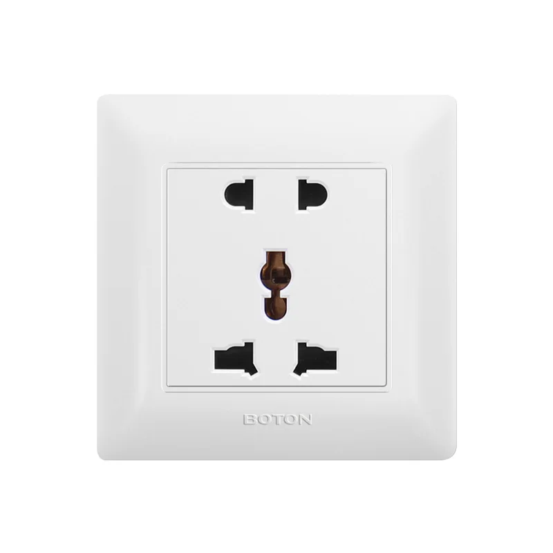 5 Pin Socket 10A 250V Flush Type High Quality PC Material Universal Wall Socket