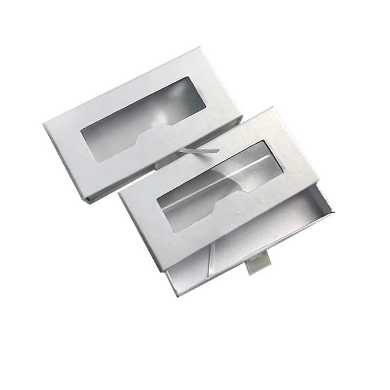 Pure White Drawer Shape Eyelashes Boxes with Ribbon Handle for Portable Use Cosmetic Box