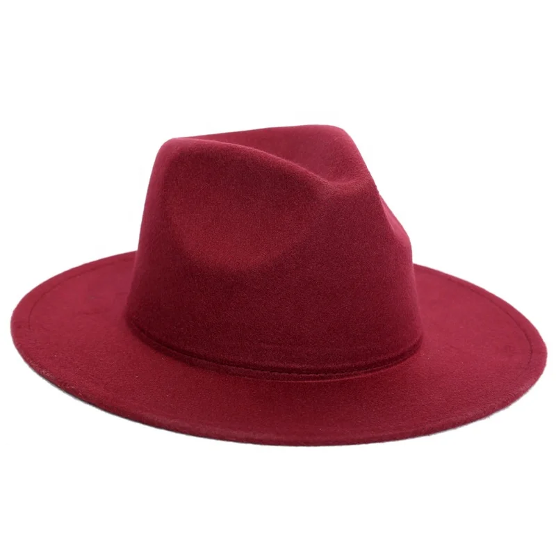 
Autumn and winter Direct selling felt hat with big eaves Fashion street style plain woolen top hat for womens hats 2020 
