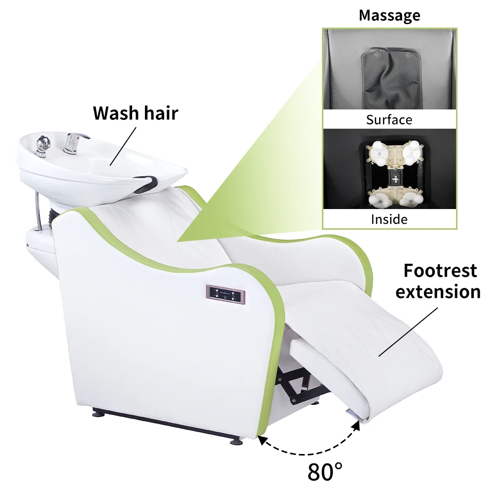 Factory Supplier Luxury Modern White Electric Massage Shampoo Bed Salon Sink Hair Washing Chair
