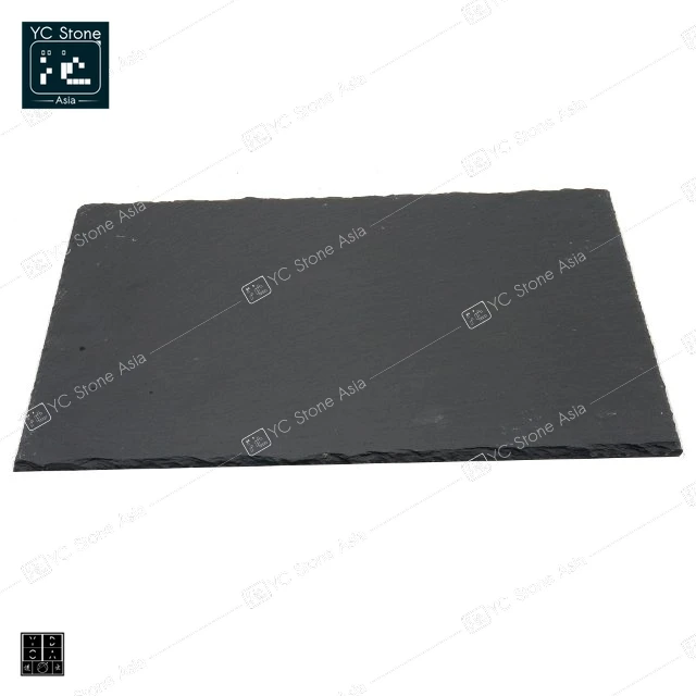 
ZIRAN Amazon Natural Black Rectangle Slate Plate Wholesale Food Tray Plate Black Cheese Board Kitchen Plate Cheese Tray Slate 