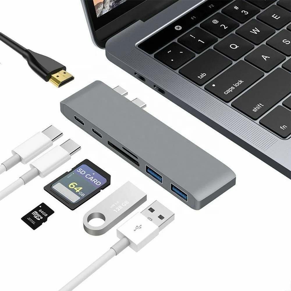 USB-концентратор 3 0 с 7 портами типа C и кардридером 4K для MacBook Pro Air док-станция