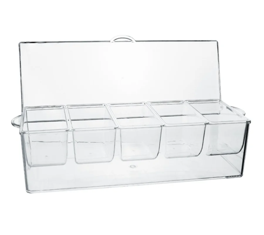 Охлажденный лед, 5 отделений для приправы, контейнер для сервировочного лотка с 5 съемными блюдами