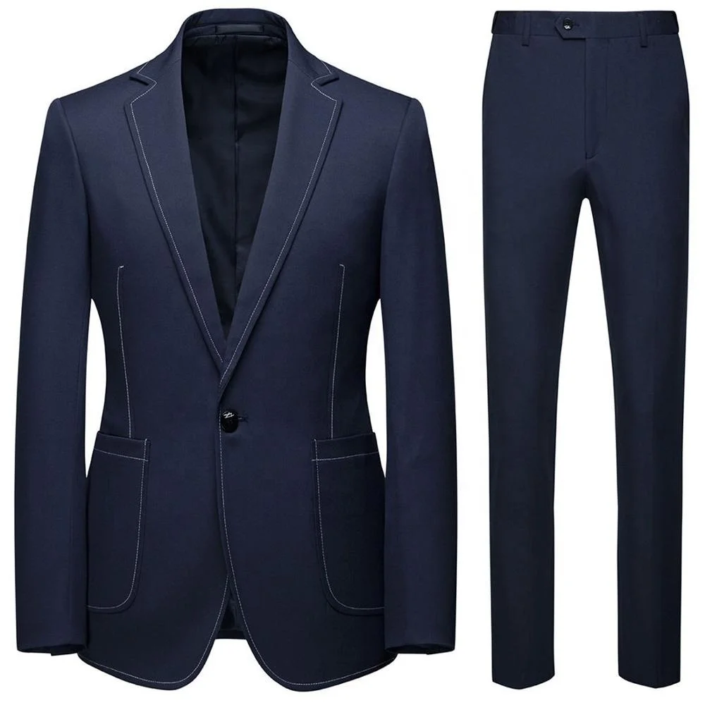 MTM made to measure custom bespoke handmade man formal Slim business suit blue coat pant photos designs wedding  pant men suit