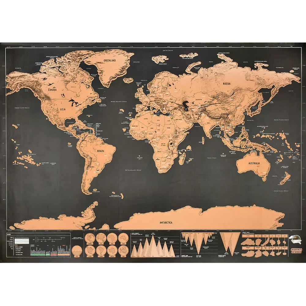 
Deluxe Erase World Travel Map Scratch Off World Map Travel Scratch For Map 82.5x59.4cm Room Home Office Decoration Wall Stickers  (1600102932341)
