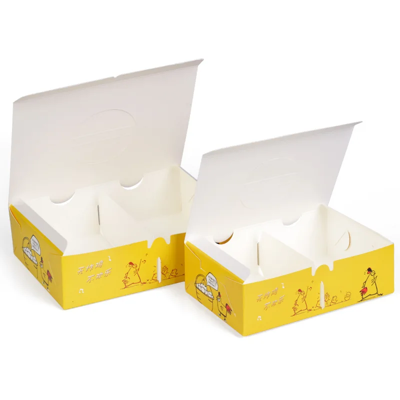 Disposable Food Packaging Box Compartment Fried Chicken Takeaway Packaging Box Double Bucket Snack Paper Lunch Box