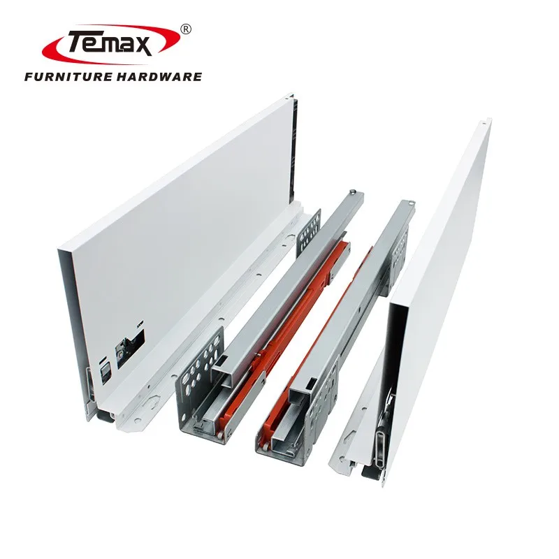 Temax Hardware soft close metal Thin sliding box drawer slide rail BT3041