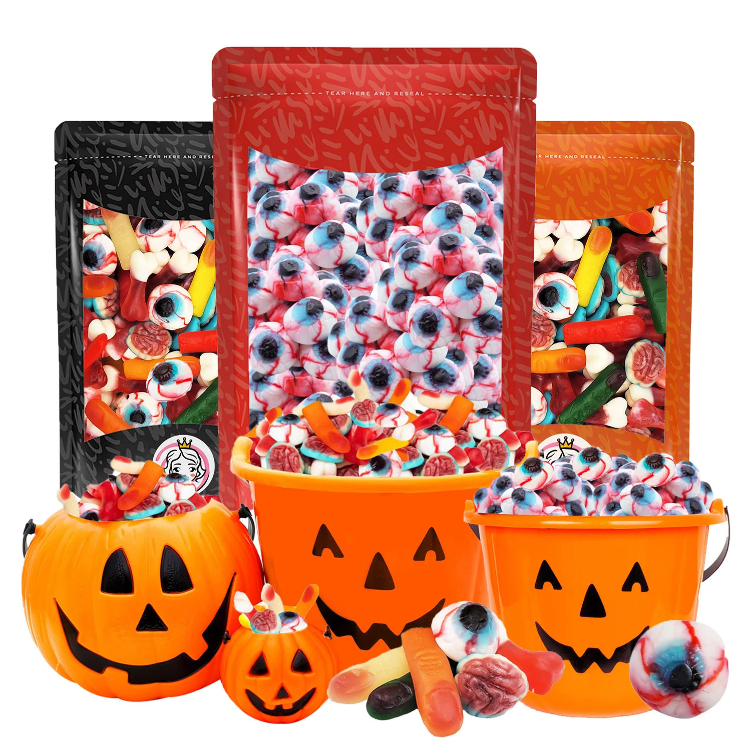 OEM/OEM Halal Bulk Gelatin Jelly Candy Halloween Eyes finger Prank Gummy Candy Bonbons Wholesale