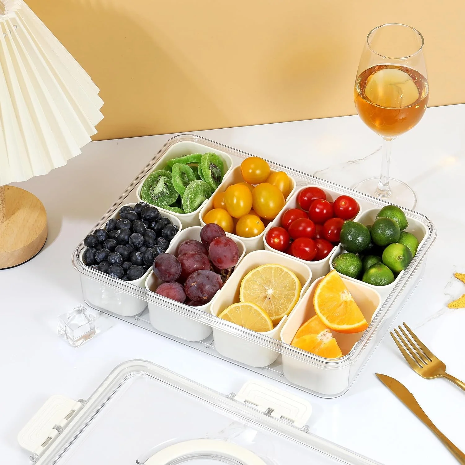 Portable Kitchen Seasoning Container Box Divided Storage for Separate Preservation Food Storage and Container