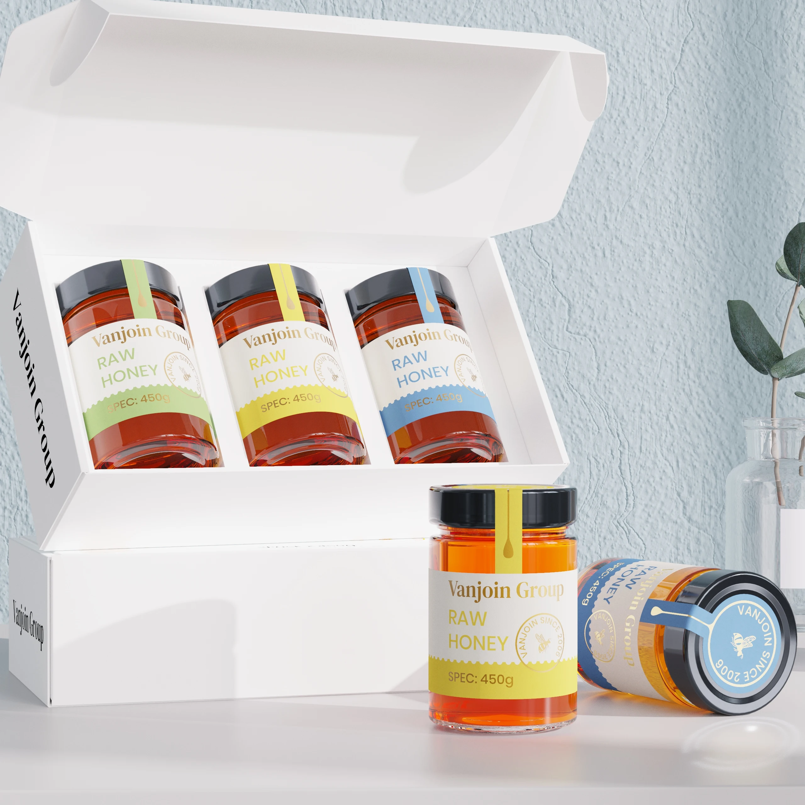 314 ml 500 g luxury honey jar packaging box straight air tight glass wedding favors honey jars with lid