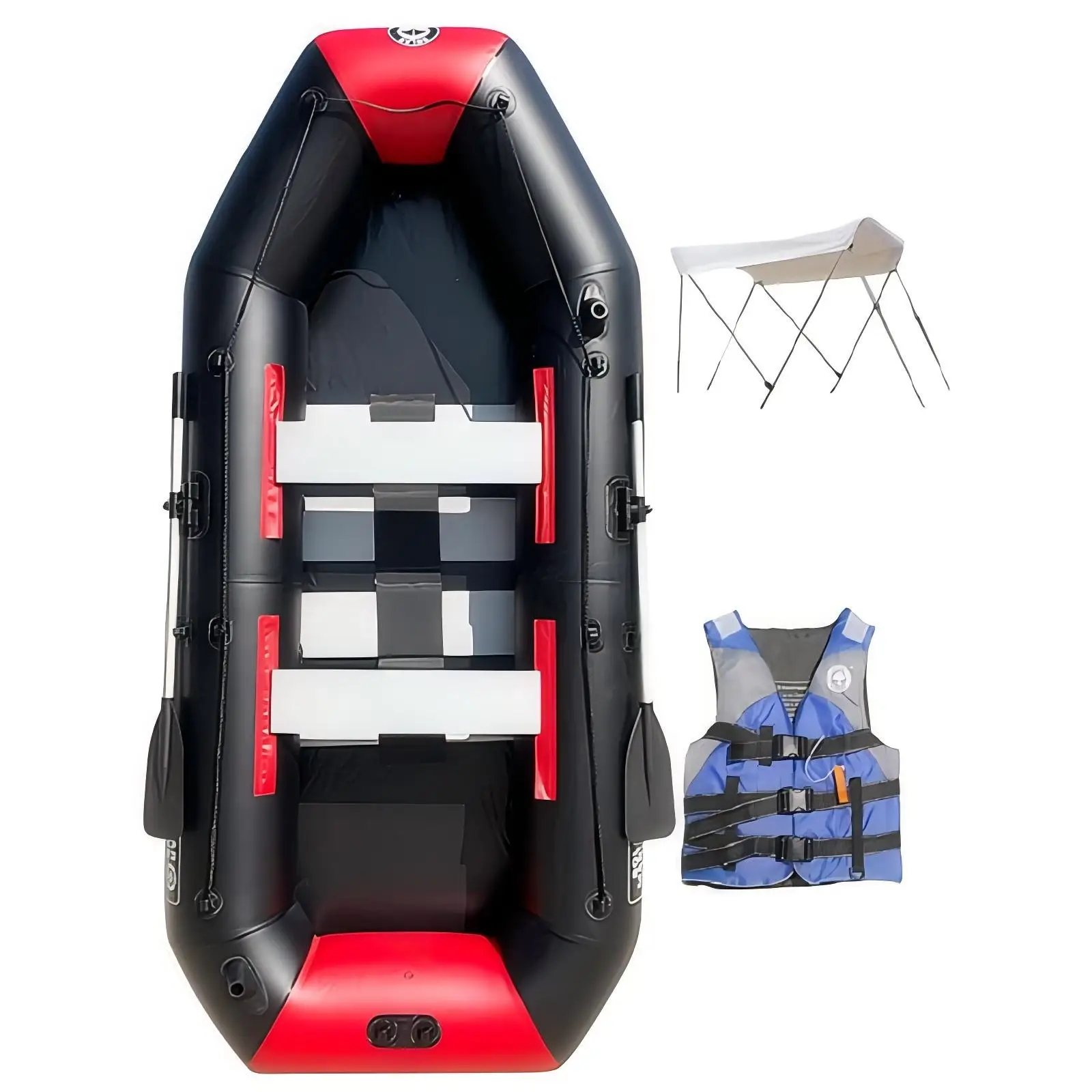 Solar Marine 4 Person slat plywood wooden floor 300cm 3M 9.8ft Rowing Fishing Boat with life vest and awning