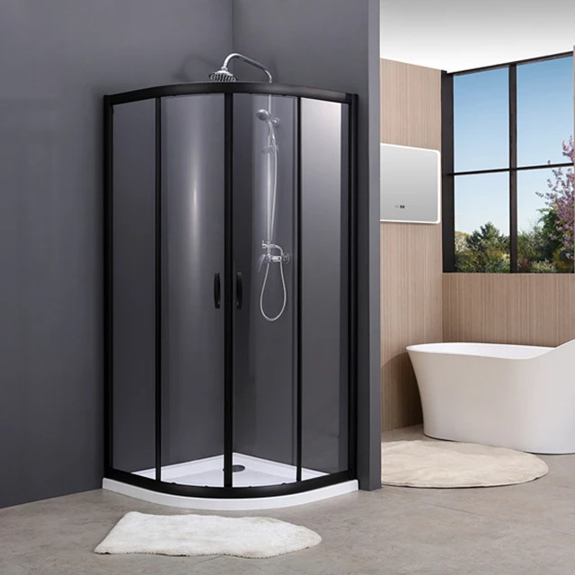 Black Framed Sliding Door Safety Glass Shower Enclosure Shower Room Bathroom