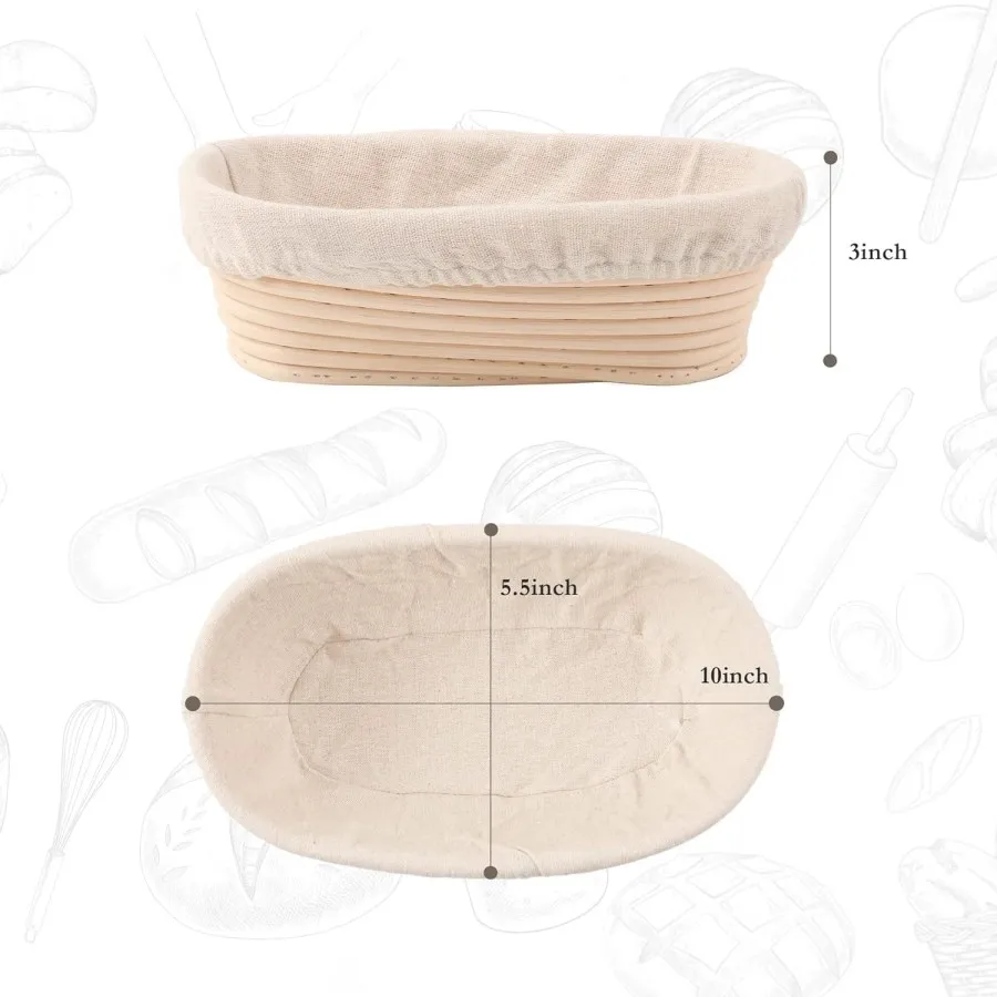 wholesale 10inch Rattan Oval Baguette  Fermentation Basket Bread Dough Proofing Basket