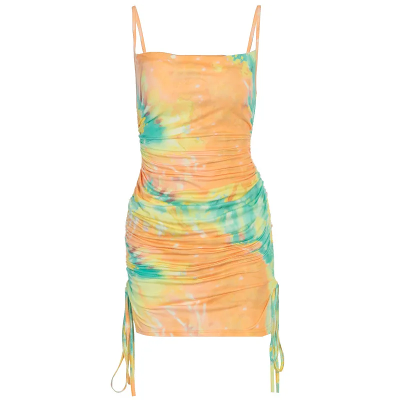 J8718 Summer tie dye Sexy bandage dress for women Dress elegant Sexy Ladies split Dress