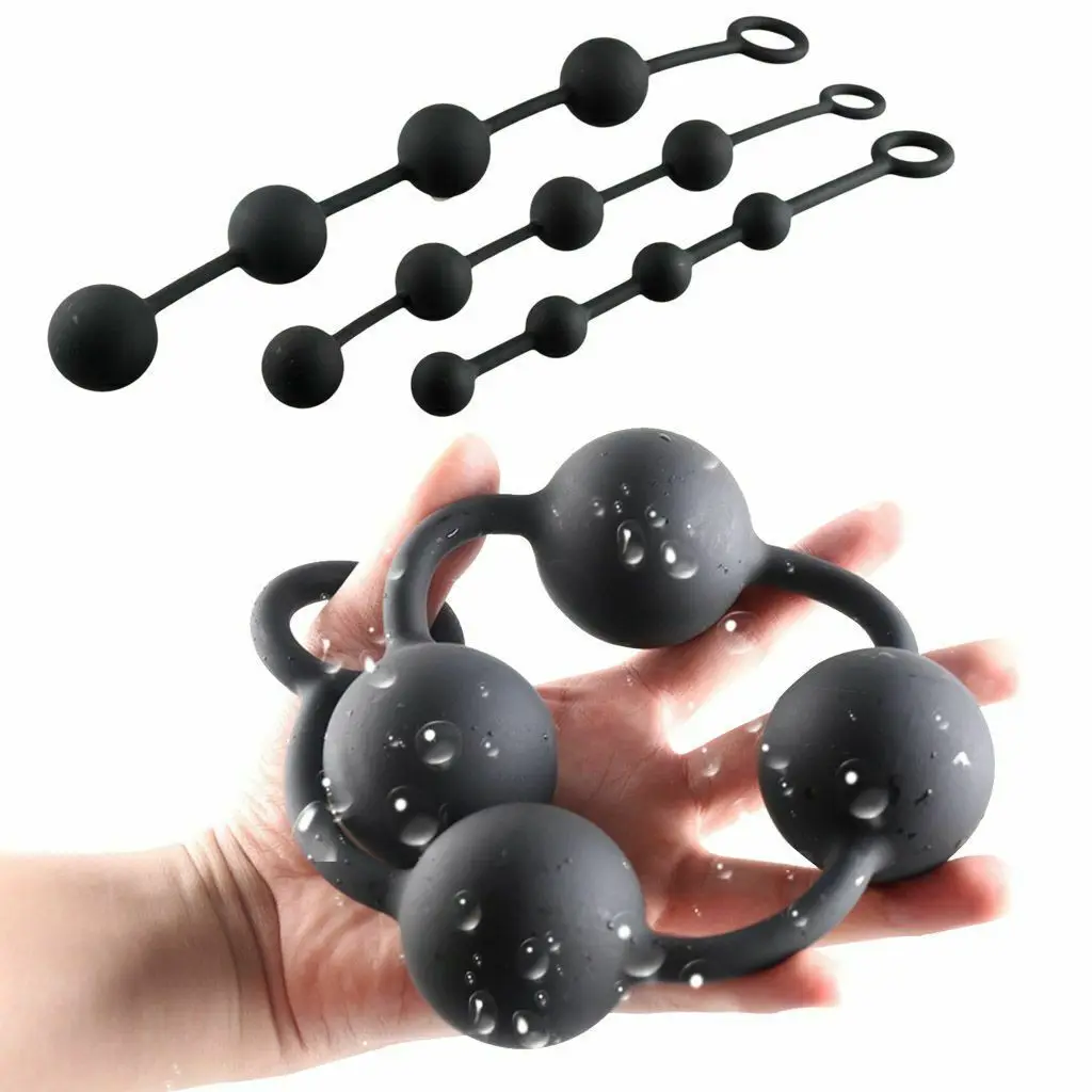 Women Men Large Big Silicone Beads Anal Chain Plug Play Pull Ring Ball Sex Toys