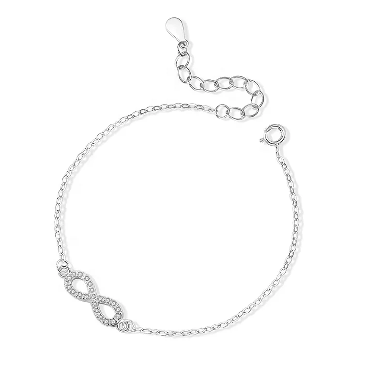 Classic minimalist cz Infinity bracelet 925 sterling silver zircon fine Infinity charms bracelets for women