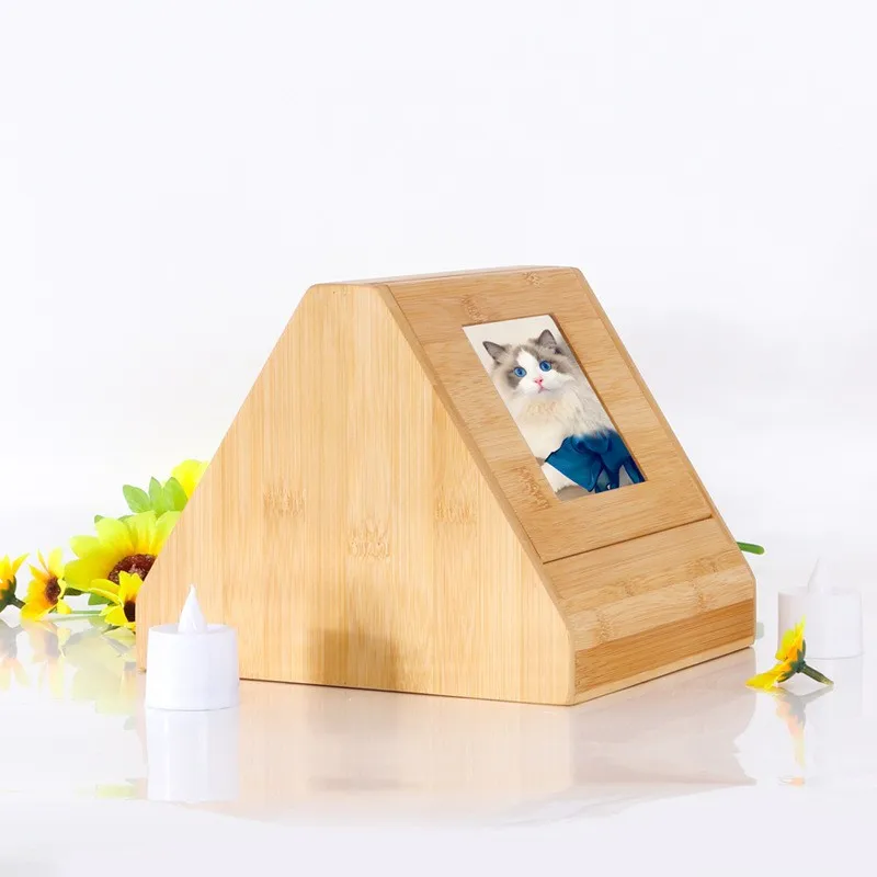 Wooden  urn small cat dog picture frame memorial coffin funeral supplies